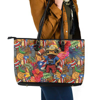Funny Benito Bowl Leather Tote Bag Puerto Rican Coquí Football