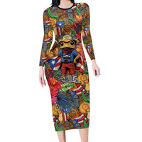 Funny Benito Bowl Long Sleeve Bodycon Dress Puerto Rican Coquí Football