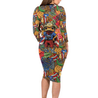 Funny Benito Bowl Long Sleeve Bodycon Dress Puerto Rican Coquí Football