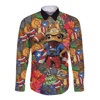 Funny Benito Bowl Long Sleeve Button Shirt Puerto Rican Coquí Football