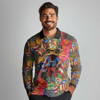 Funny Benito Bowl Long Sleeve Polo Shirt Puerto Rican Coquí Football