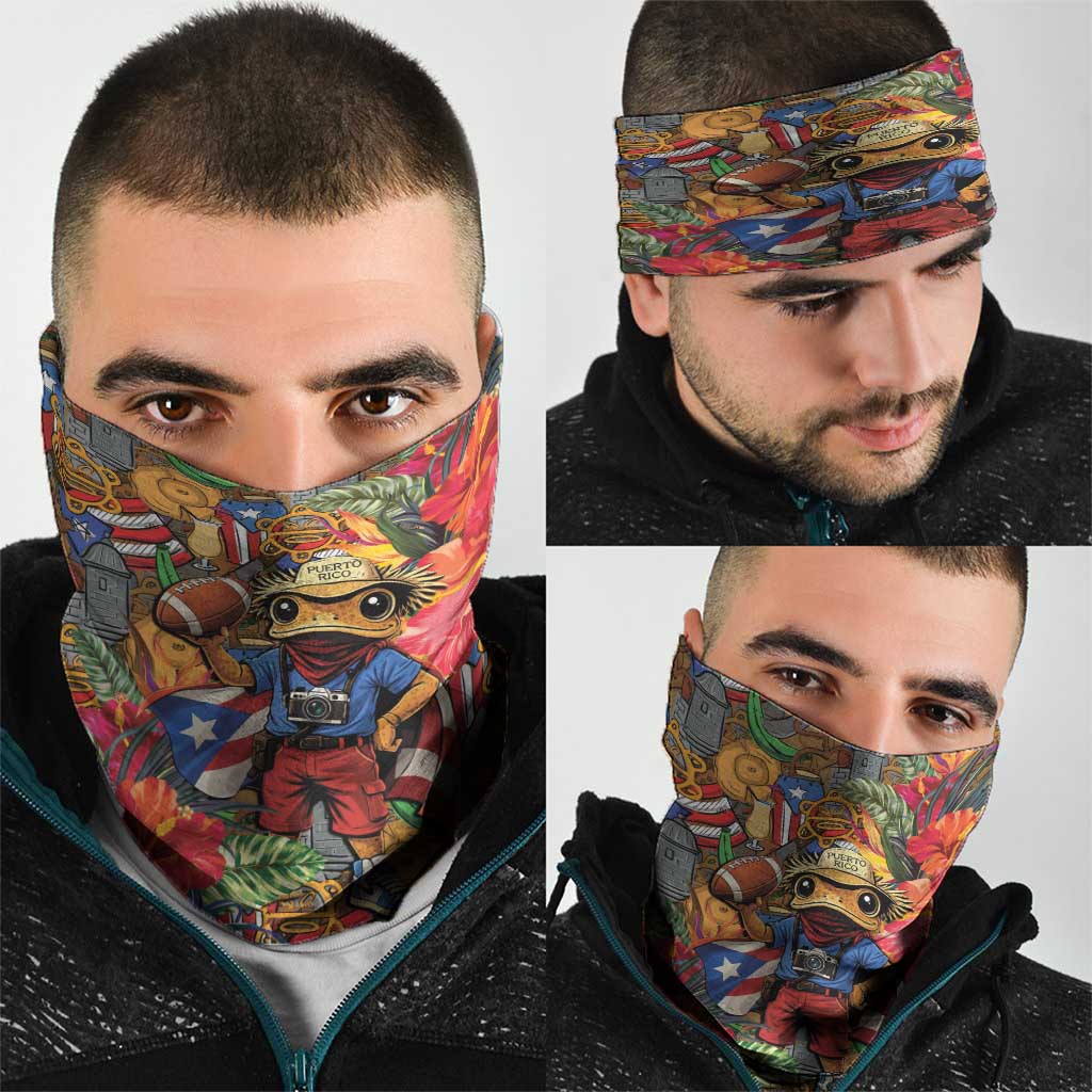 Funny Benito Bowl Neck Gaiter Puerto Rican Coquí Football