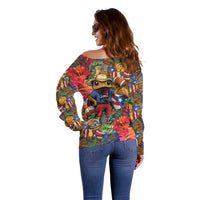 Funny Benito Bowl Off Shoulder Sweater Puerto Rican Coquí Football