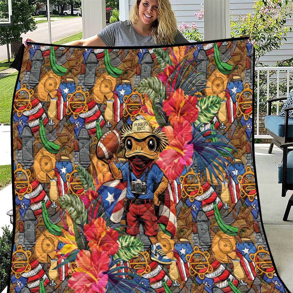 Funny Benito Bowl Quilt Puerto Rican Coquí Football