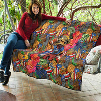 Funny Benito Bowl Quilt Puerto Rican Coquí Football