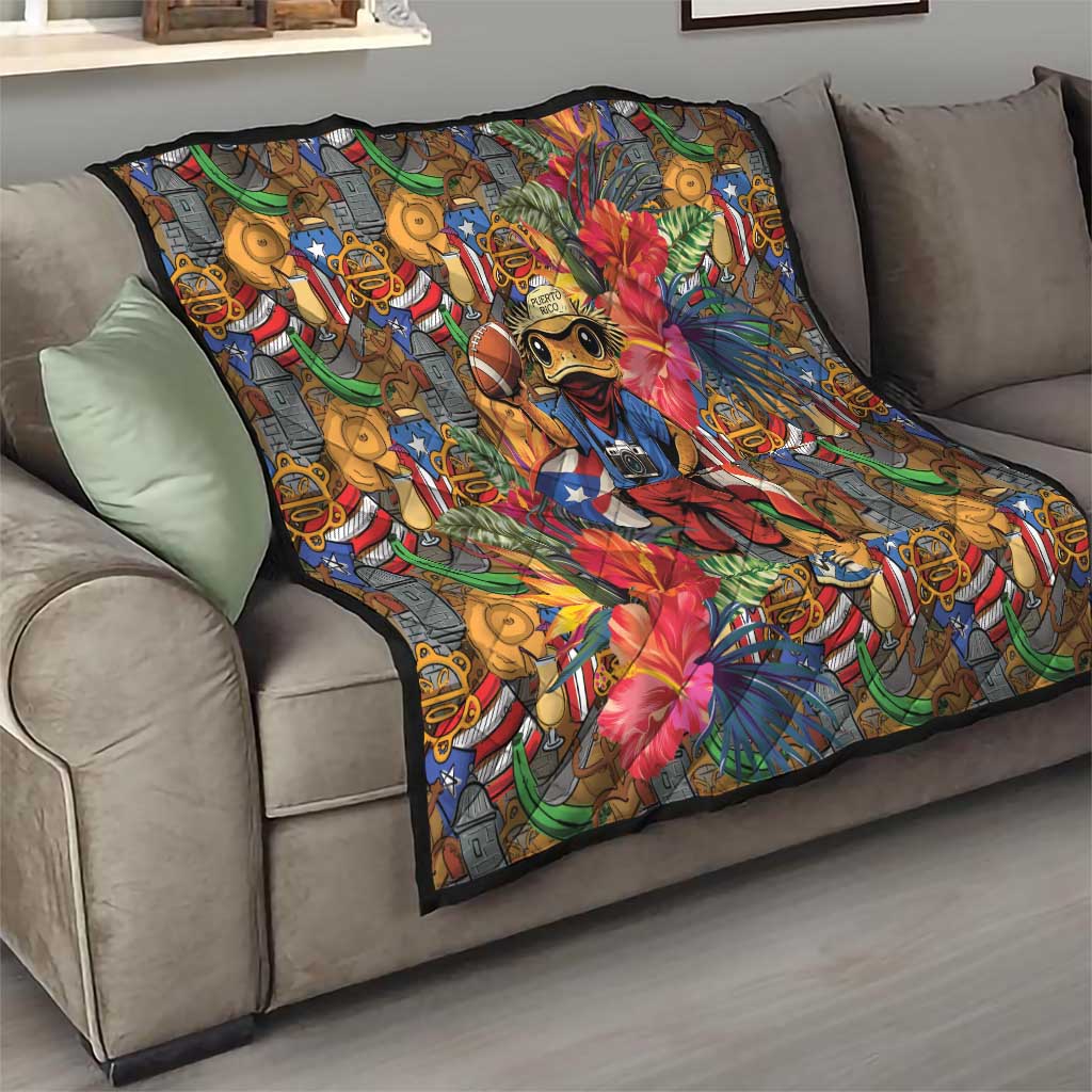 Funny Benito Bowl Quilt Puerto Rican Coquí Football