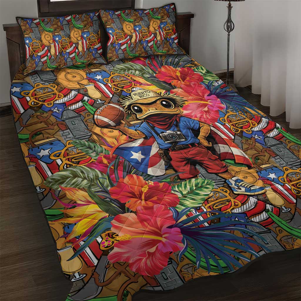 Funny Benito Bowl Quilt Bed Set Puerto Rican Coquí Football