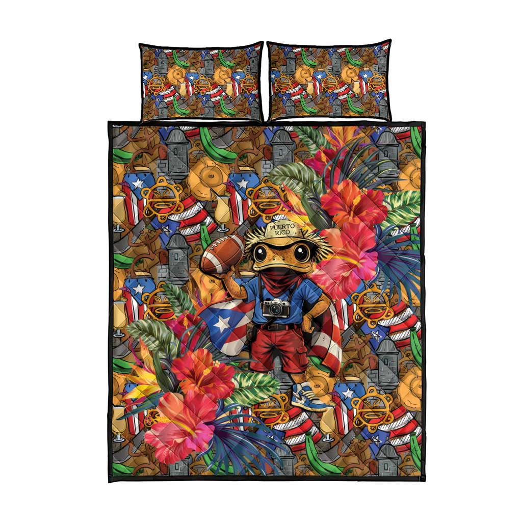 Funny Benito Bowl Quilt Bed Set Puerto Rican Coquí Football