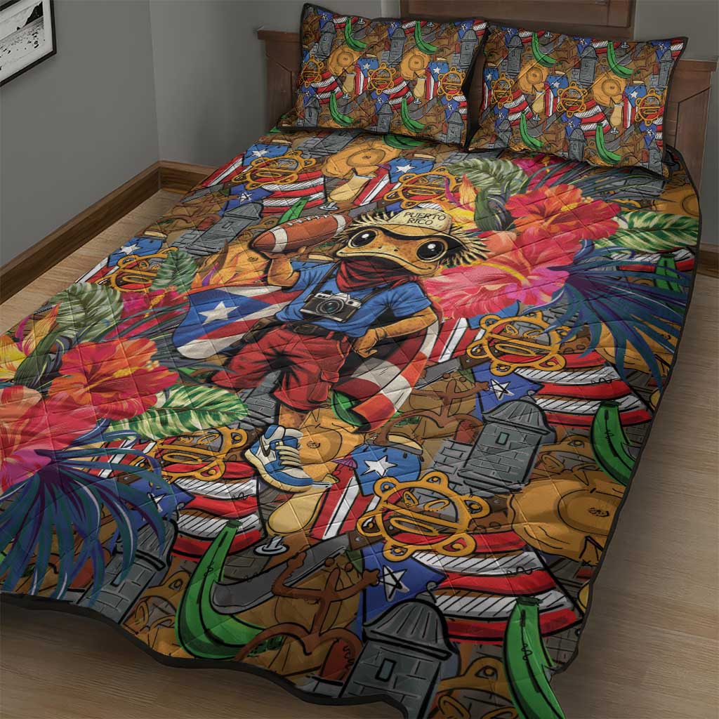 Funny Benito Bowl Quilt Bed Set Puerto Rican Coquí Football