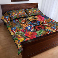 Funny Benito Bowl Quilt Bed Set Puerto Rican Coquí Football