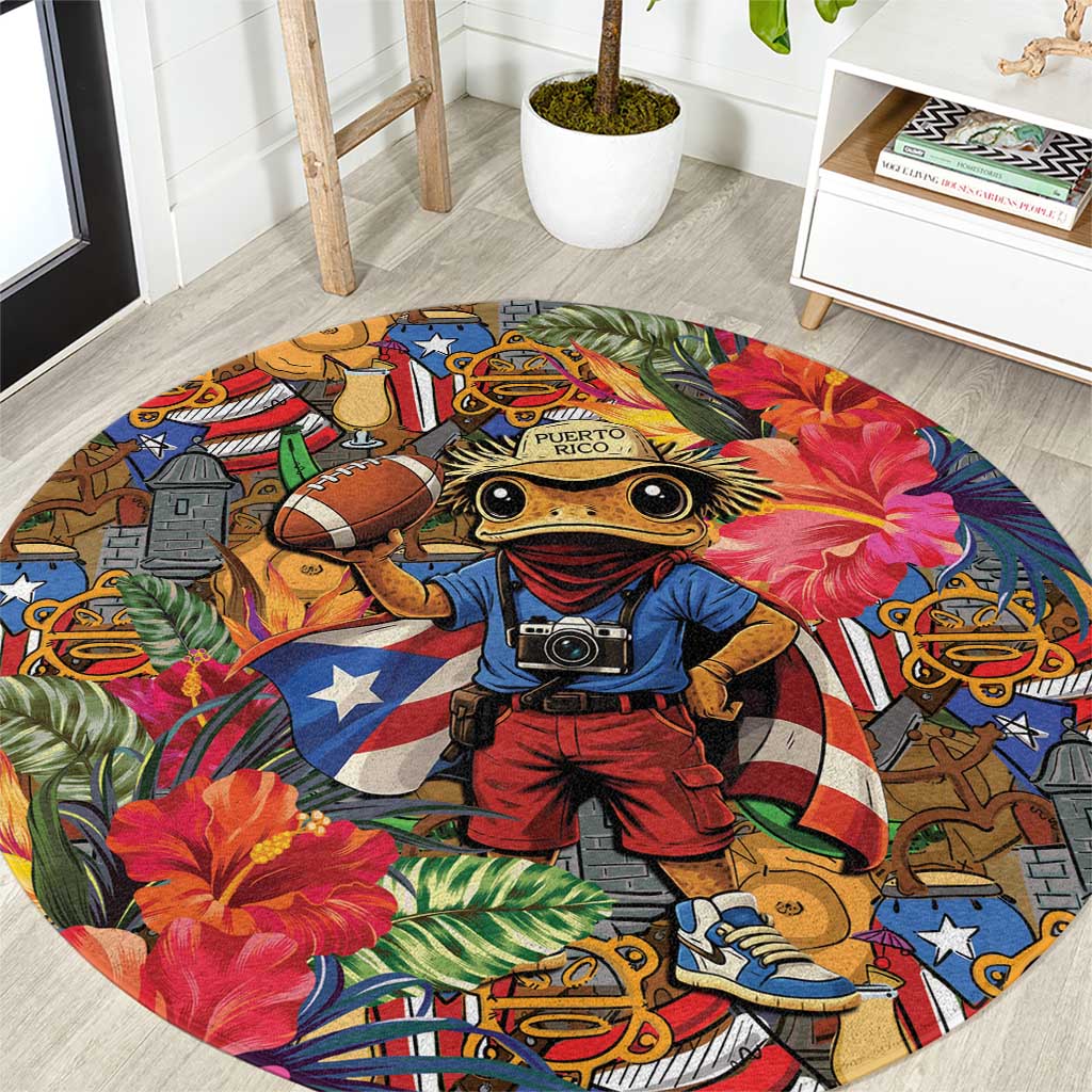 Funny Benito Bowl Round Carpet Puerto Rican Coquí Football