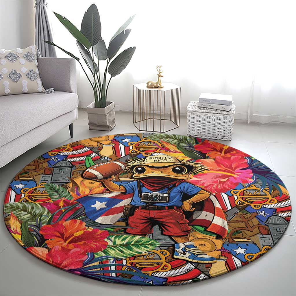 Funny Benito Bowl Round Carpet Puerto Rican Coquí Football
