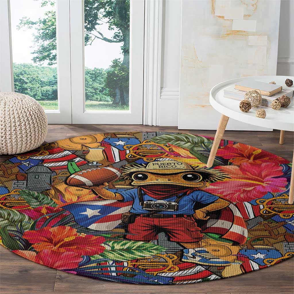 Funny Benito Bowl Round Carpet Puerto Rican Coquí Football