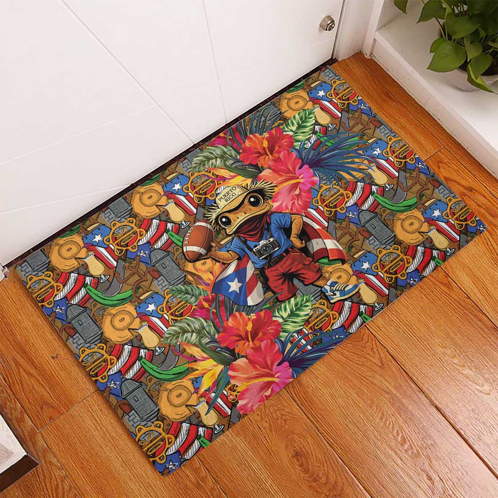 Funny Benito Bowl Rubber Doormat Puerto Rican Coquí Football