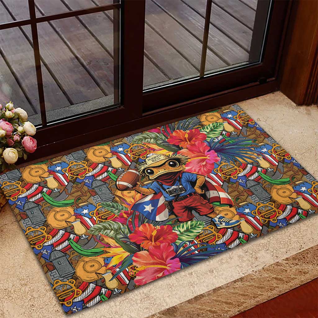 Funny Benito Bowl Rubber Doormat Puerto Rican Coquí Football