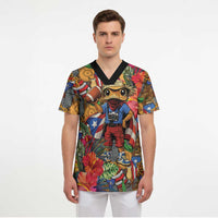 Funny Benito Bowl Scrub Top Puerto Rican Coquí Football