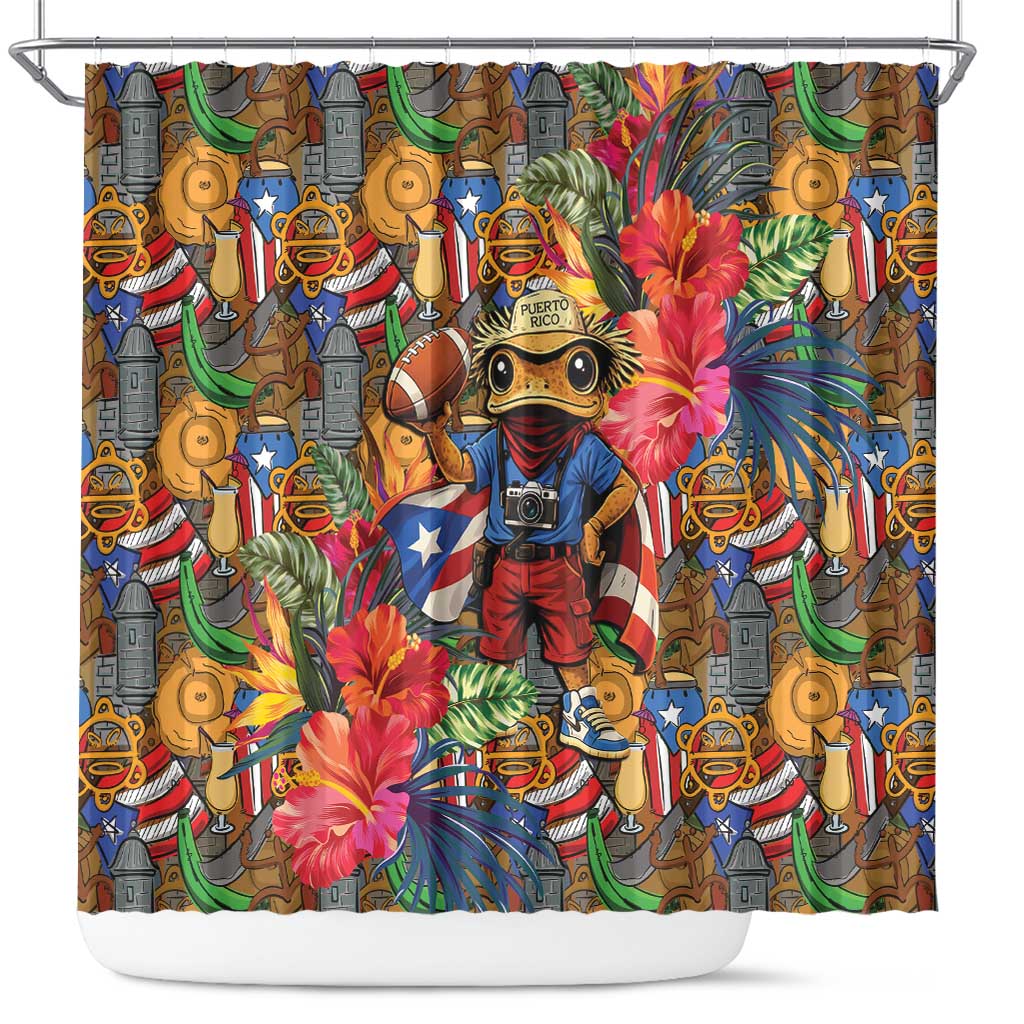 Funny Benito Bowl Shower Curtain Puerto Rican Coquí Football