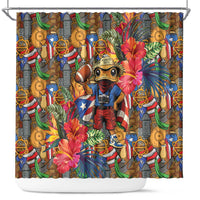 Funny Benito Bowl Shower Curtain Puerto Rican Coquí Football