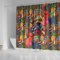 Funny Benito Bowl Shower Curtain Puerto Rican Coquí Football