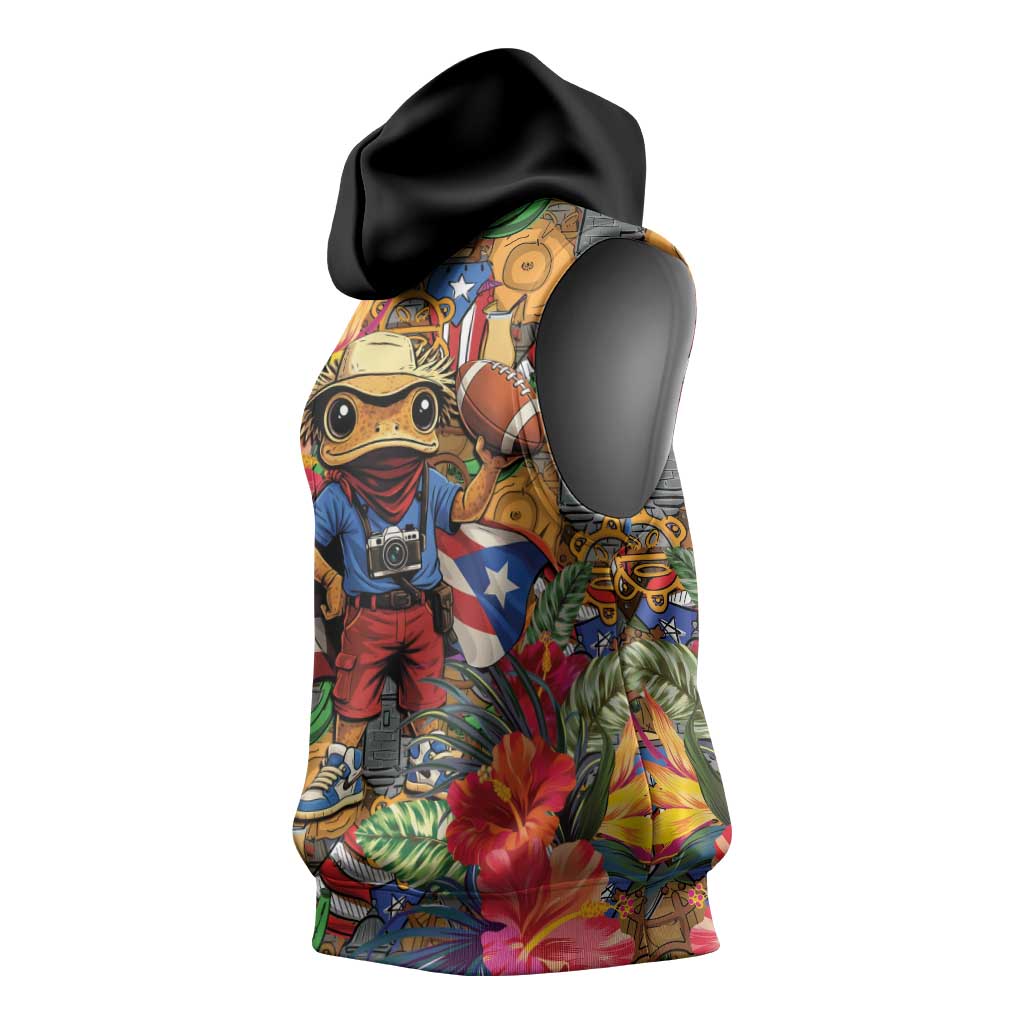 Funny Benito Bowl Sleeveless Hoodie Puerto Rican Coquí Football