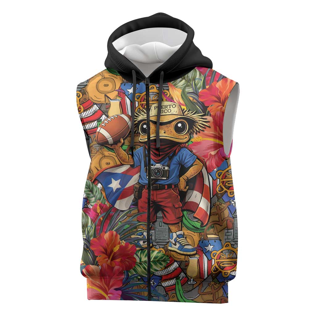 Funny Benito Bowl Sleeveless Zip Hoodie Puerto Rican Coquí Football