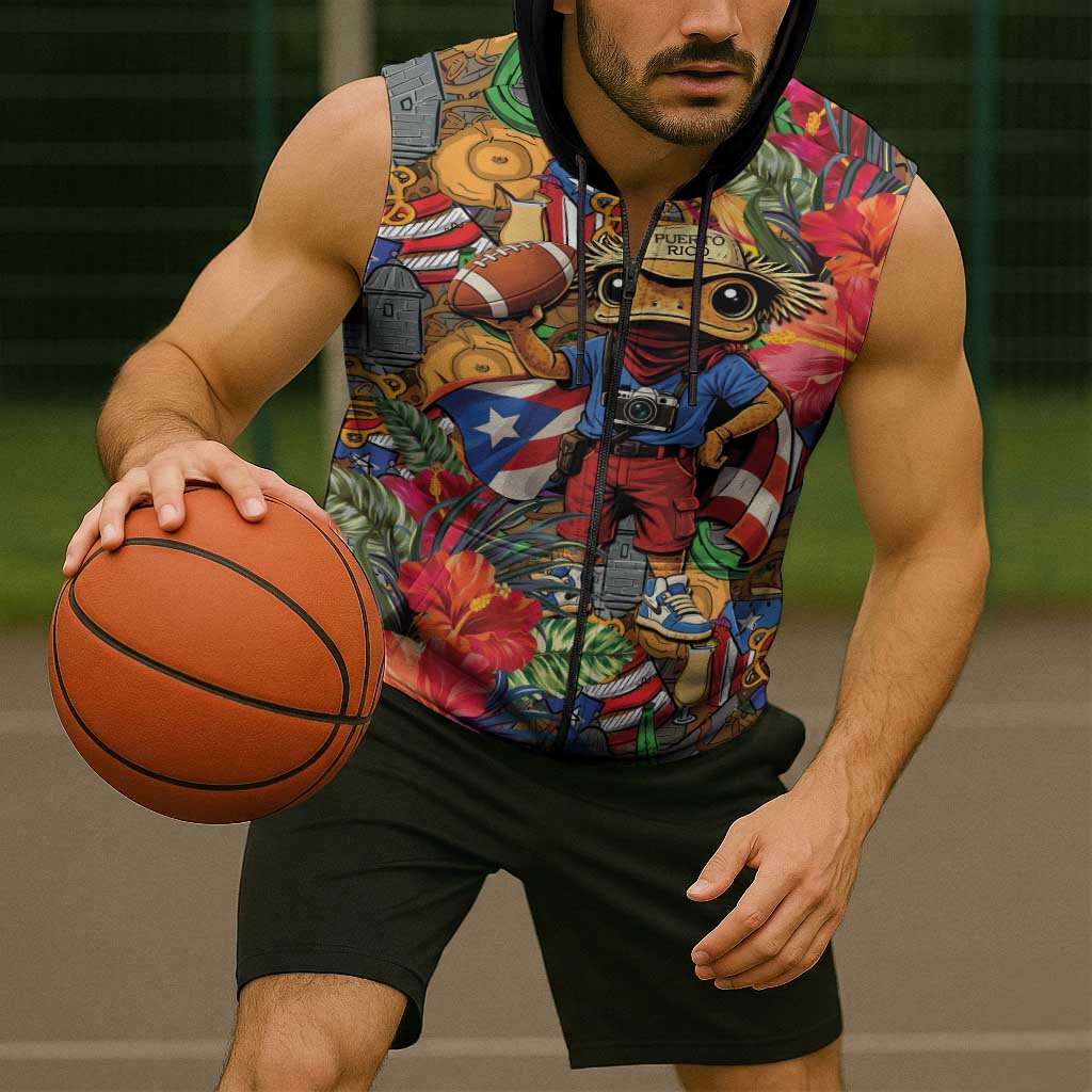 Funny Benito Bowl Sleeveless Zip Hoodie Puerto Rican Coquí Football
