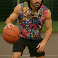 Funny Benito Bowl Sleeveless Zip Hoodie Puerto Rican Coquí Football