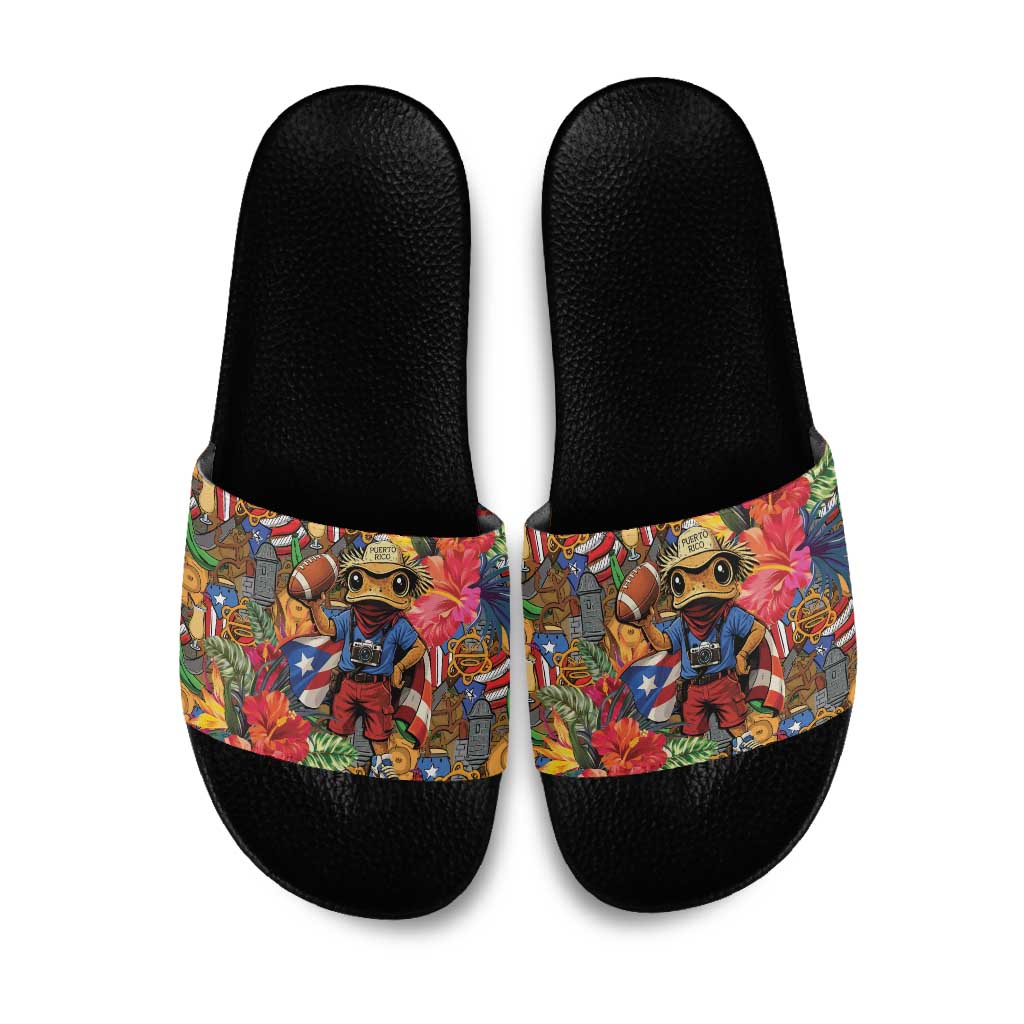 Funny Benito Bowl Slide Sandals Puerto Rican Coquí Football