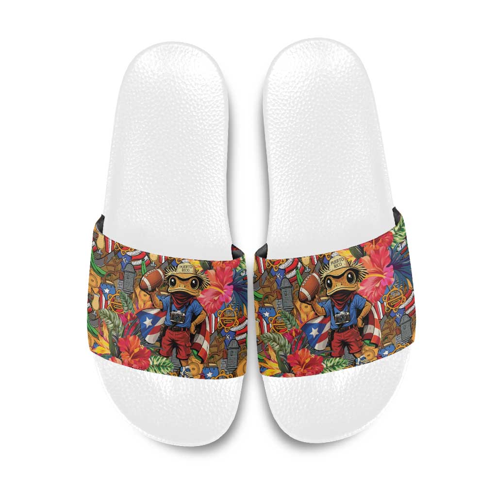 Funny Benito Bowl Slide Sandals Puerto Rican Coquí Football