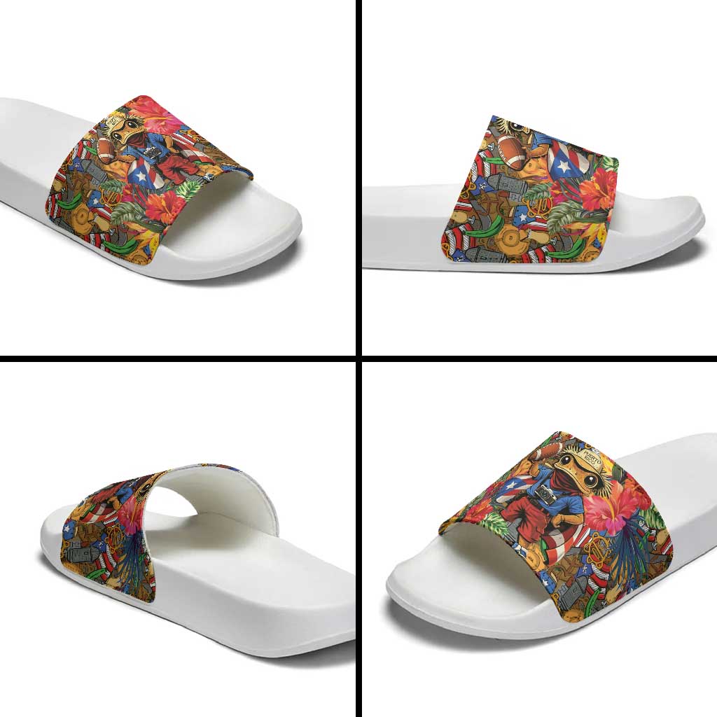 Funny Benito Bowl Slide Sandals Puerto Rican Coquí Football