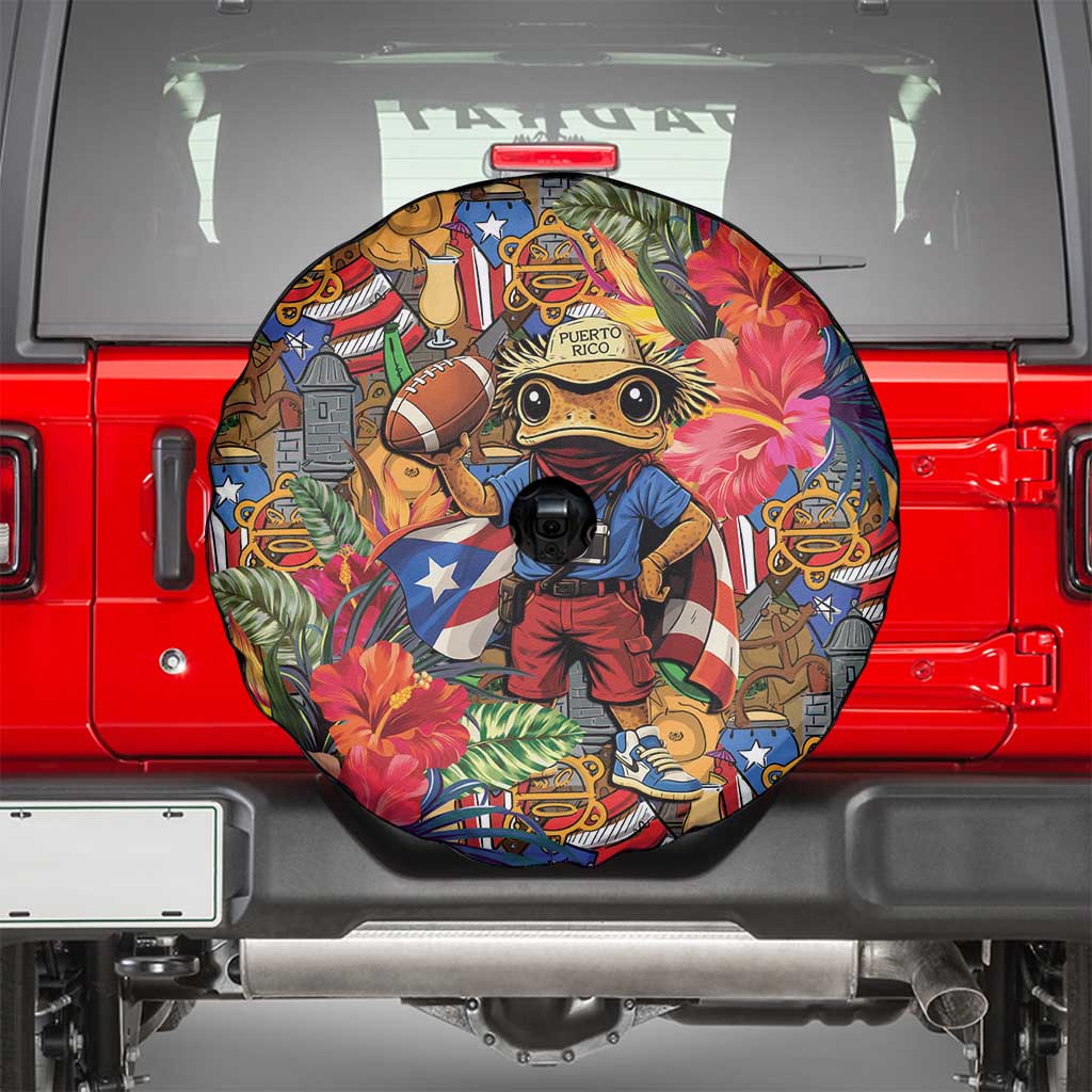 Funny Benito Bowl Spare Tire Cover Puerto Rican Coquí Football