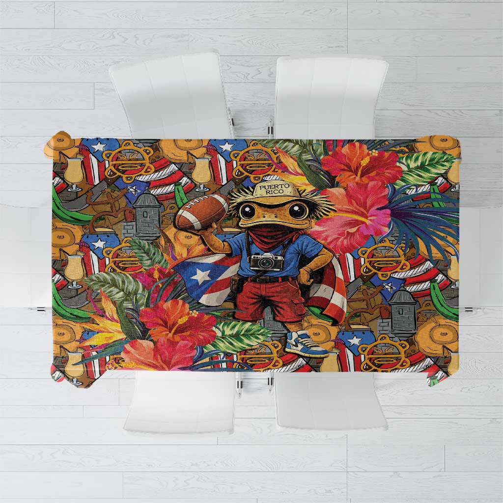 Funny Benito Bowl Tablecloth Puerto Rican Coquí Football