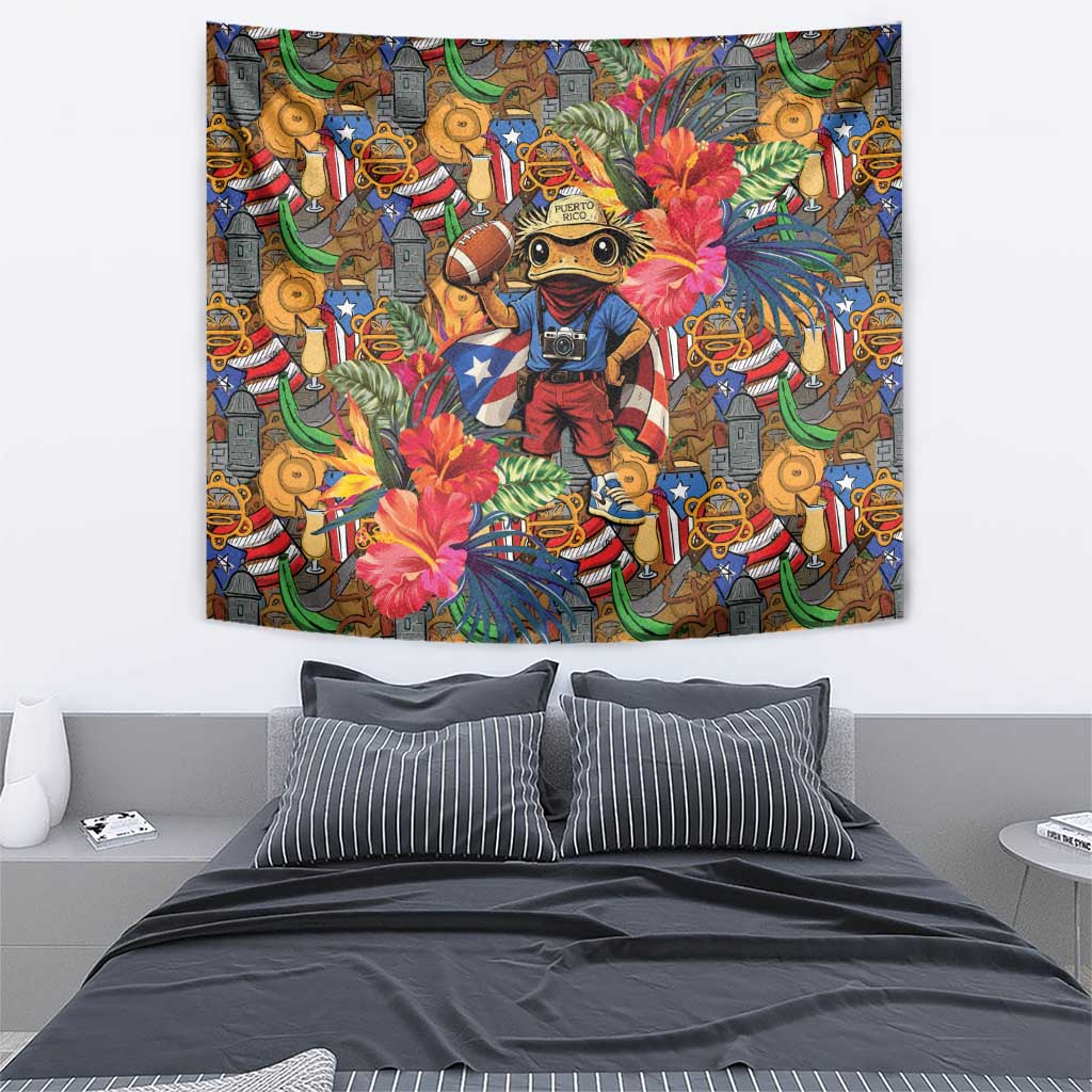 Funny Benito Bowl Tapestry Puerto Rican Coquí Football