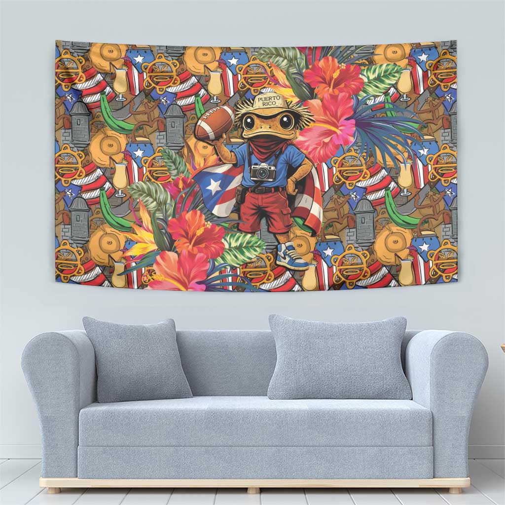 Funny Benito Bowl Tapestry Puerto Rican Coquí Football