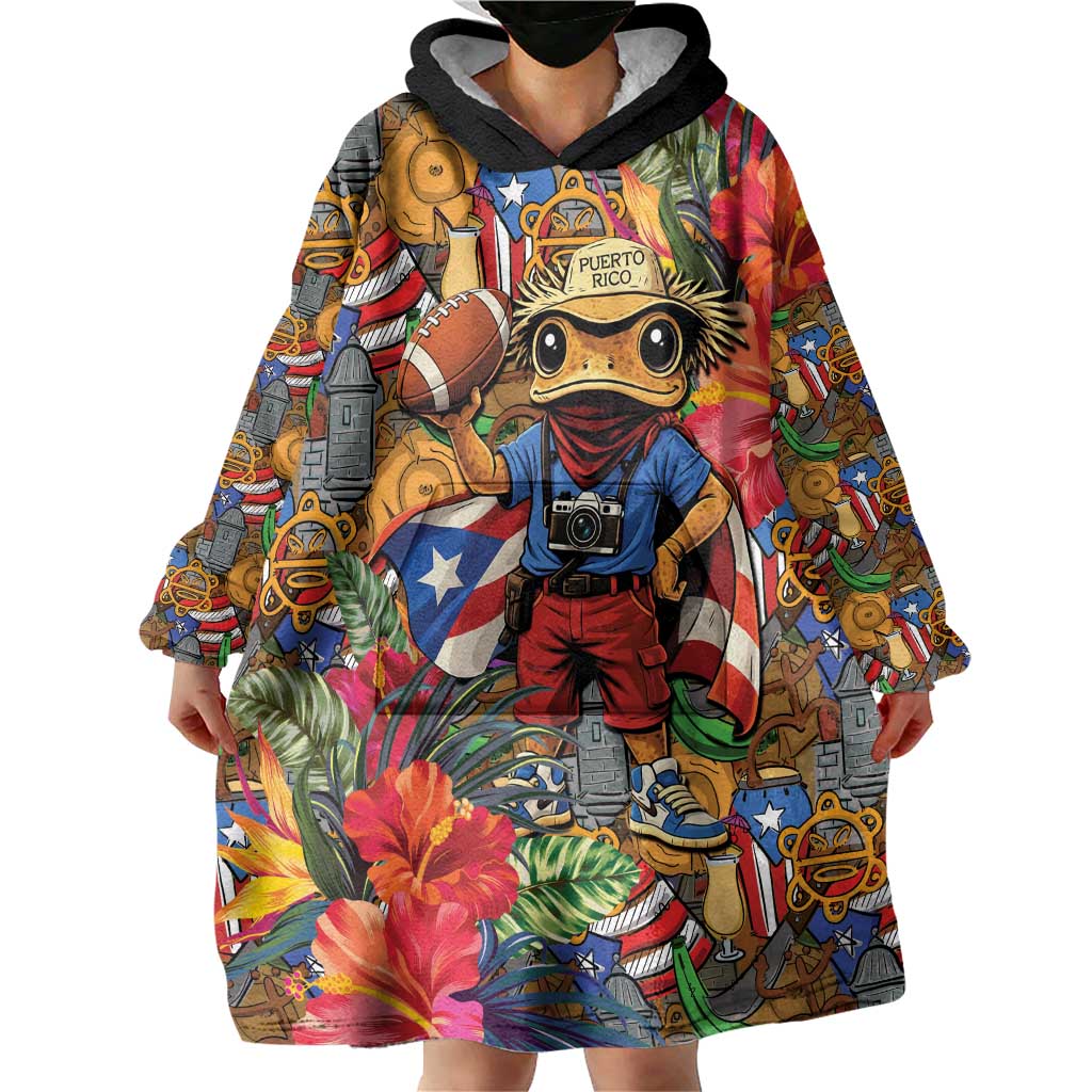 Funny Benito Bowl Wearable Blanket Hoodie Puerto Rican Coquí Football