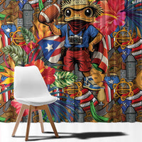 Funny Benito Bowl Window Curtain Puerto Rican Coquí Football