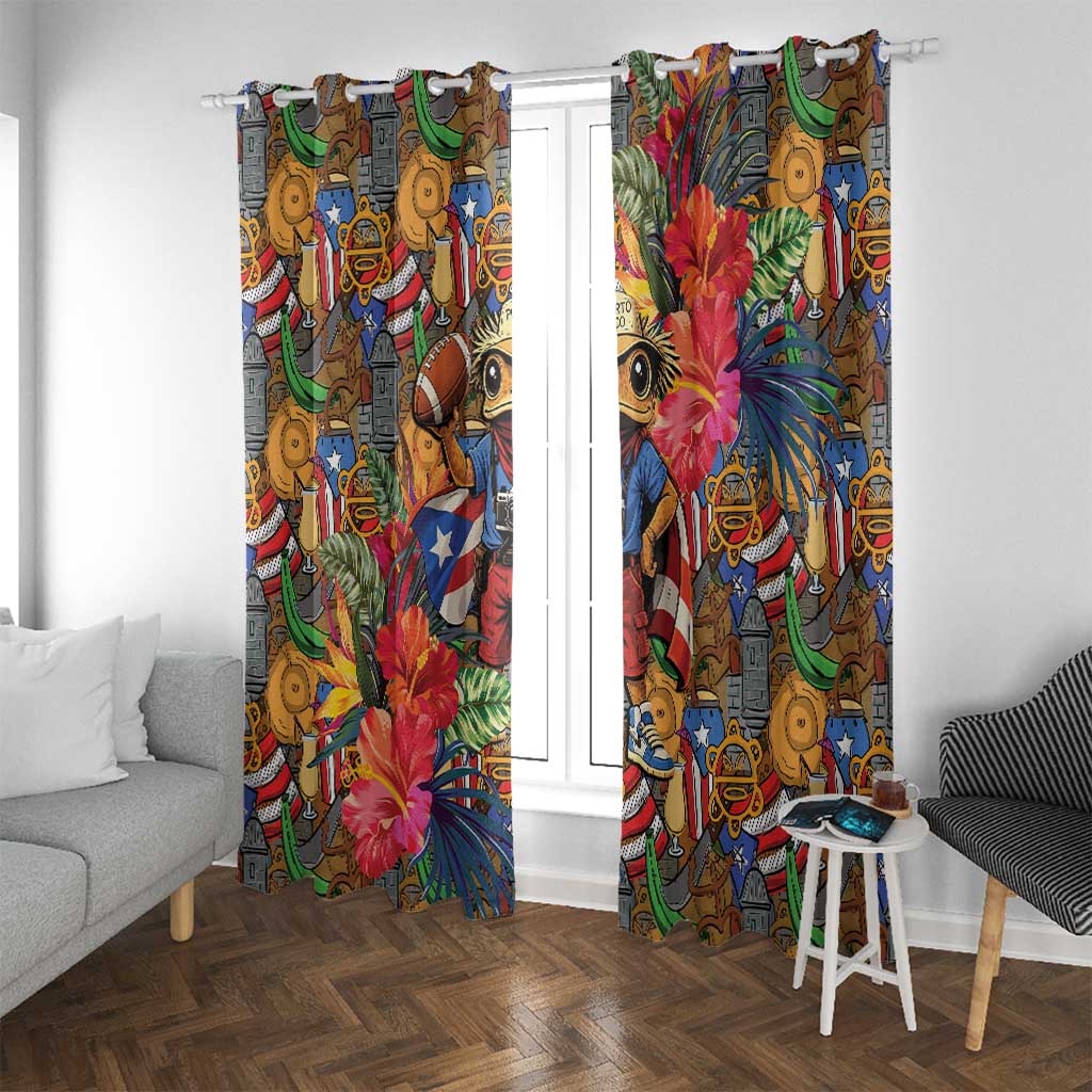 Funny Benito Bowl Window Curtain Puerto Rican Coquí Football