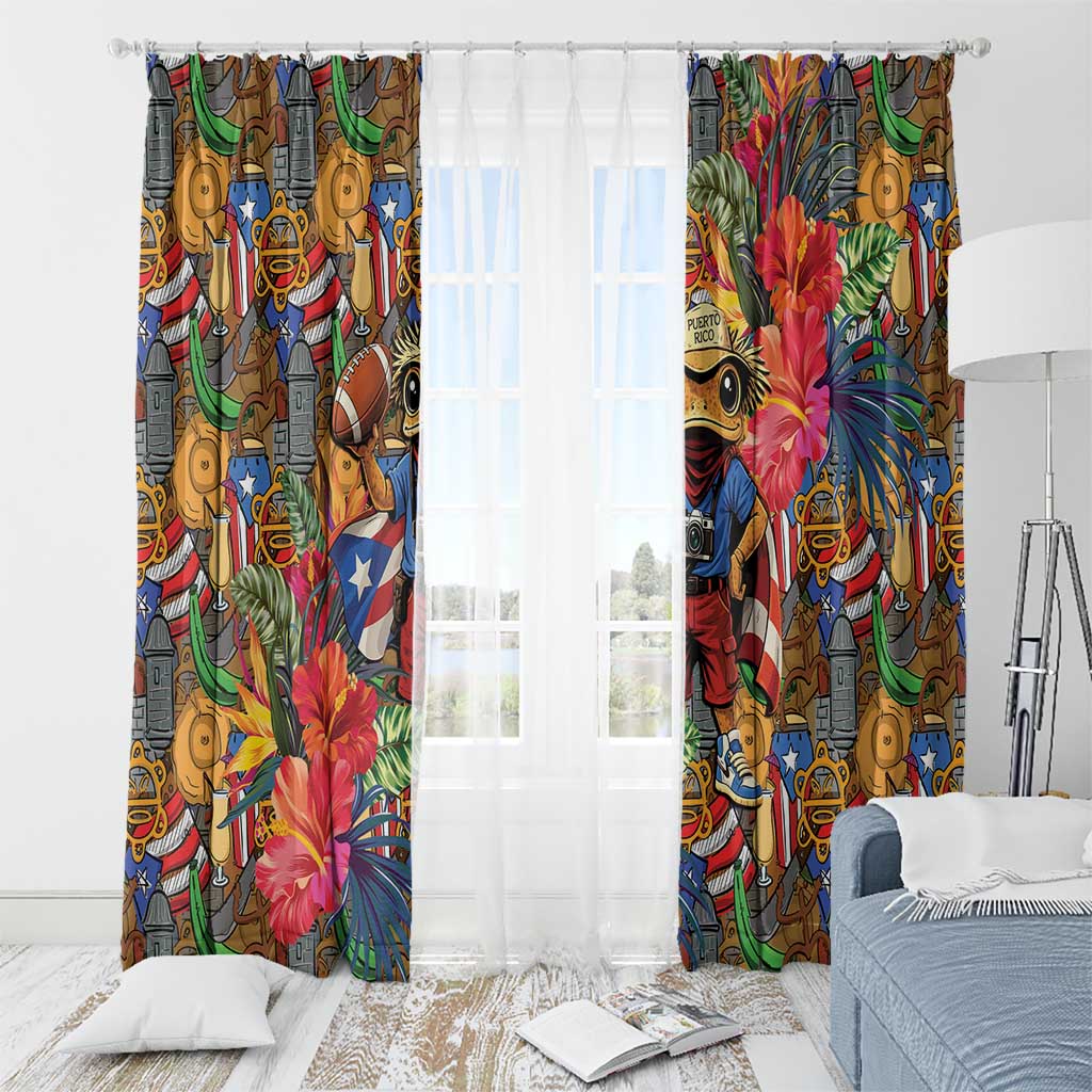 Funny Benito Bowl Window Curtain Puerto Rican Coquí Football
