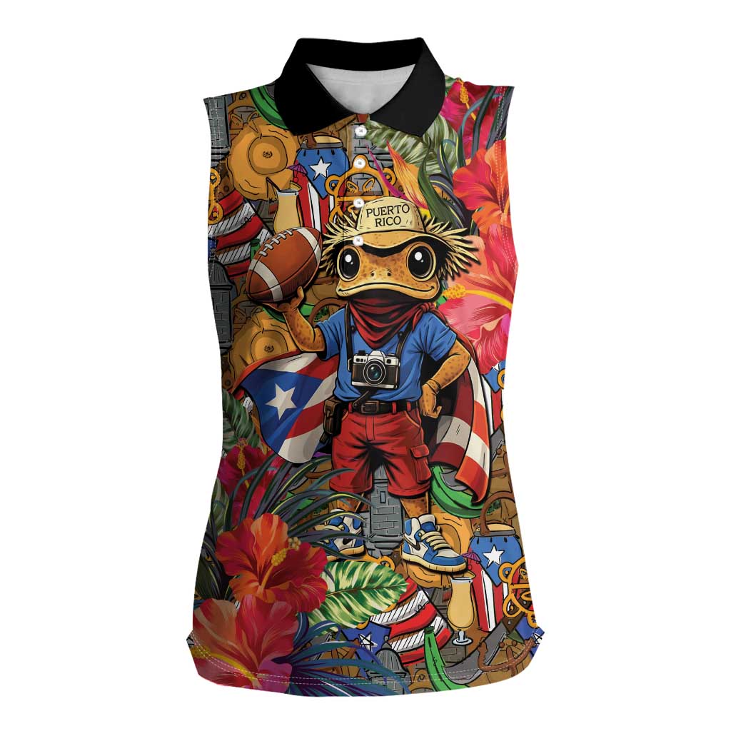 Funny Benito Bowl Women Sleeveless Polo Shirt Puerto Rican Coquí Football