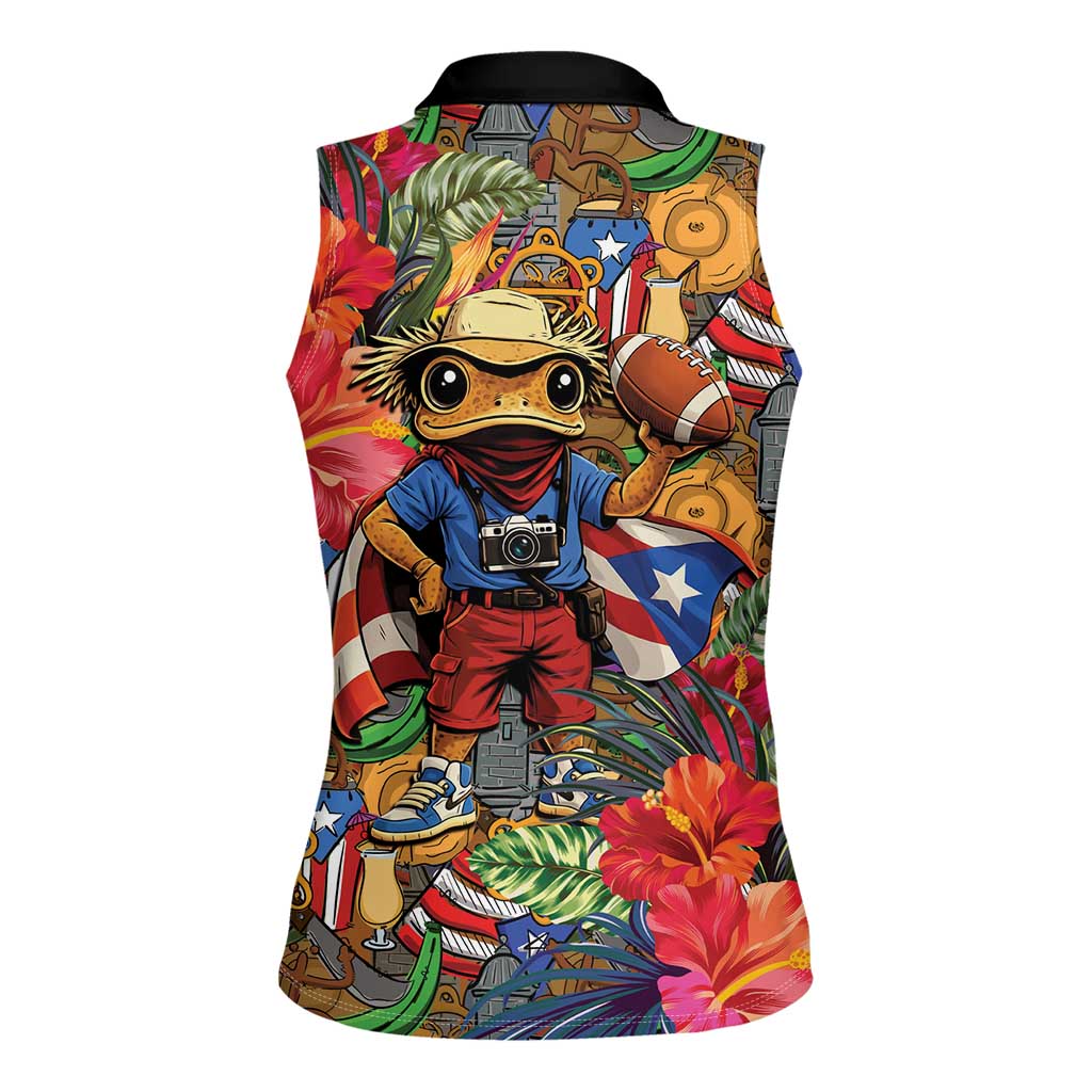 Funny Benito Bowl Women Sleeveless Polo Shirt Puerto Rican Coquí Football