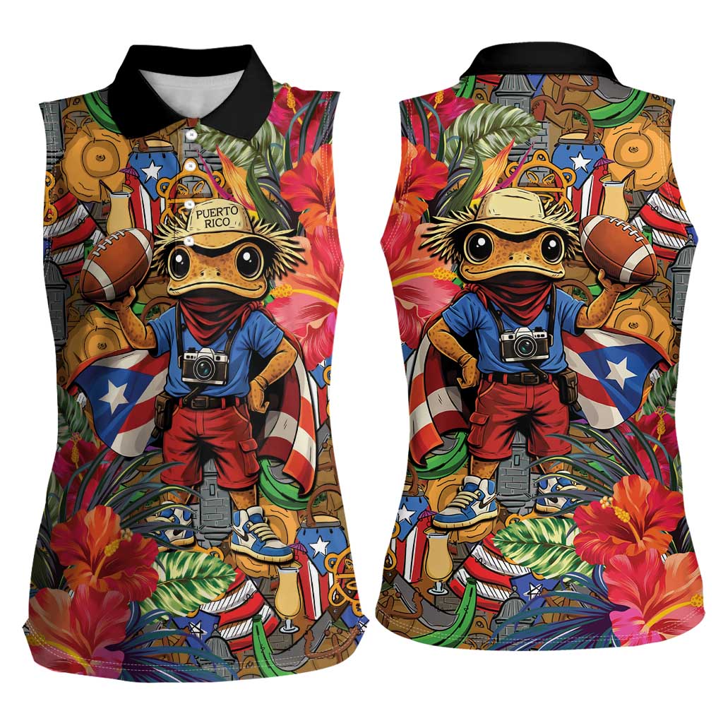 Funny Benito Bowl Women Sleeveless Polo Shirt Puerto Rican Coquí Football