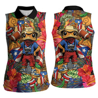 Funny Benito Bowl Women Sleeveless Polo Shirt Puerto Rican Coquí Football