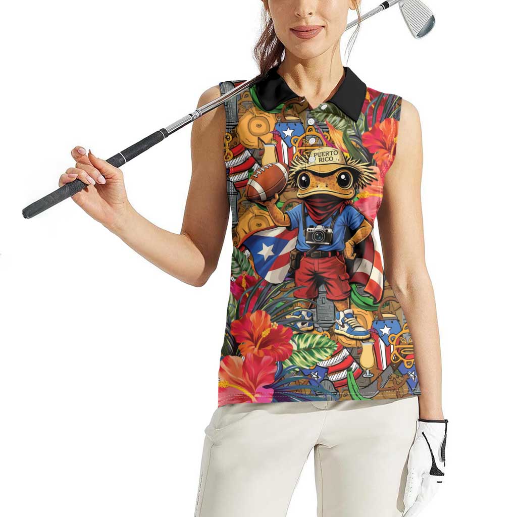Funny Benito Bowl Women Sleeveless Polo Shirt Puerto Rican Coquí Football