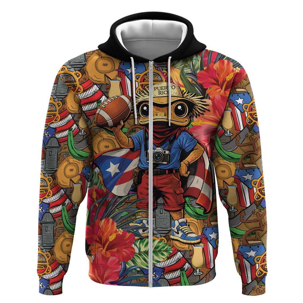 Funny Benito Bowl Zip Hoodie Puerto Rican Coquí Football