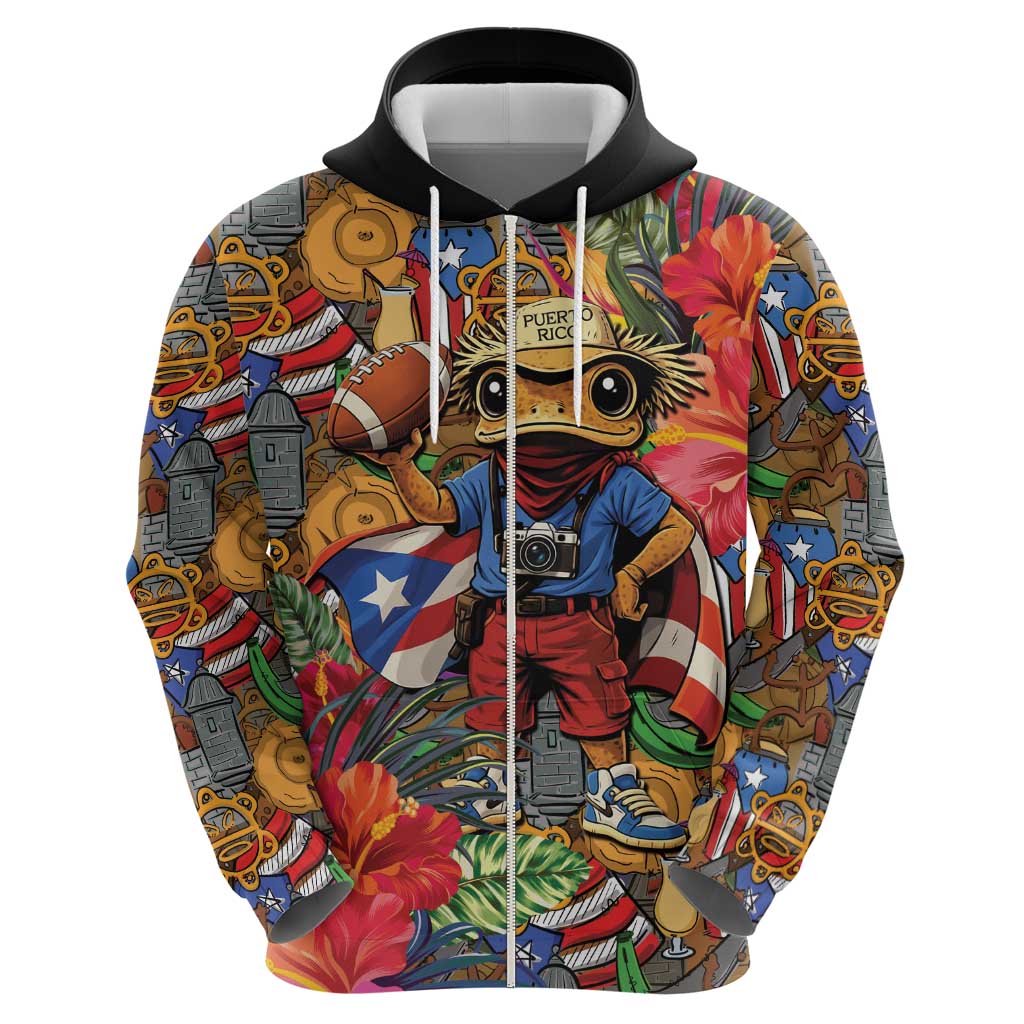 Funny Benito Bowl Zip Hoodie Puerto Rican Coquí Football
