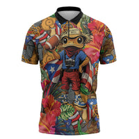 Funny Benito Bowl Zipper Polo Shirt Puerto Rican Coquí Football