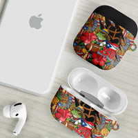 Patriotic Coqui Frog Football AirPods Case 250 Years of Freedom Puerto Rico Flag Stand
