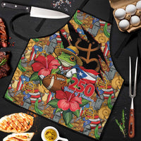 Patriotic Coqui Frog Football Apron 250 Years of Freedom Puerto Rico Flag Stand