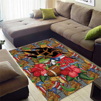 Patriotic Coqui Frog Football Area Rug 250 Years of Freedom Puerto Rico Flag Stand
