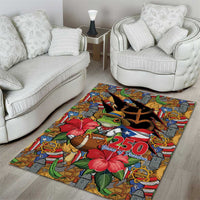 Patriotic Coqui Frog Football Area Rug 250 Years of Freedom Puerto Rico Flag Stand